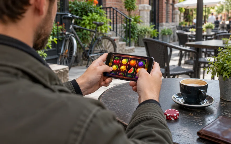 jackpot city mobile in Canada with mobile reels on a Montreal patio