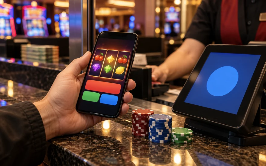 Jackpot City payment methods: slot phone, payment terminal, blurred canadian-colour notes