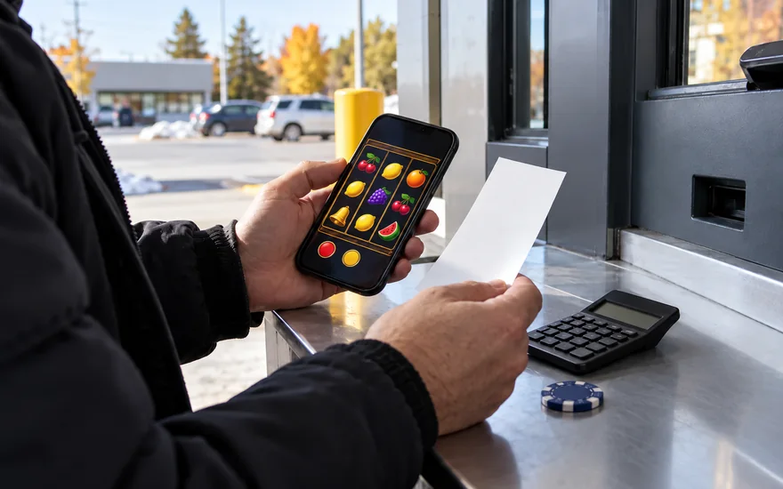 voucher code for jackpot city in Canada with a blank voucher beside a casino phone