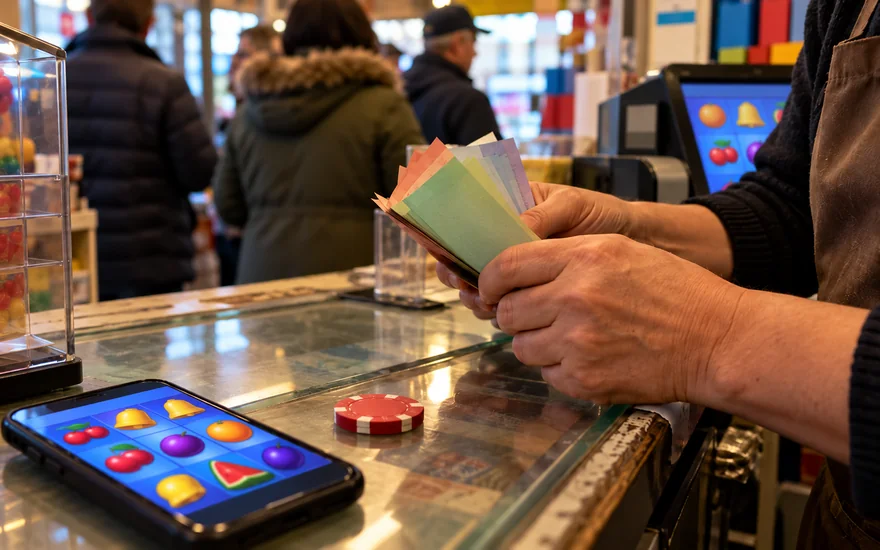 jackpot city payout in Canada at a payment counter with casino chips