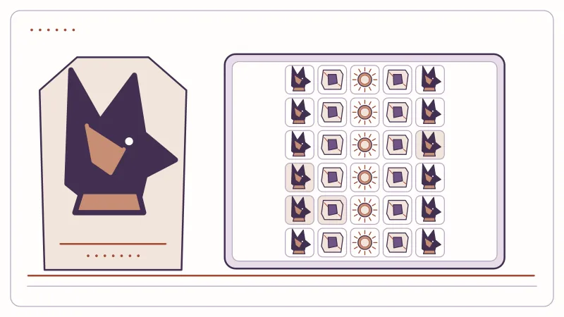 Jackal guardian with a cluster-symbol stone panel