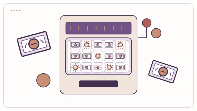 Cash-note symbols in an original mechanical slot cabinet